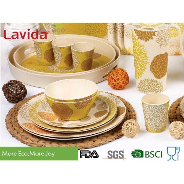 Popular Latest Design Bamboo Fiber Dinnerware Heat Resistance For BBQ Camping