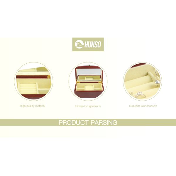 Genuine Wooded Necklace Organiser Box Leather Velvet Inside For Earrings