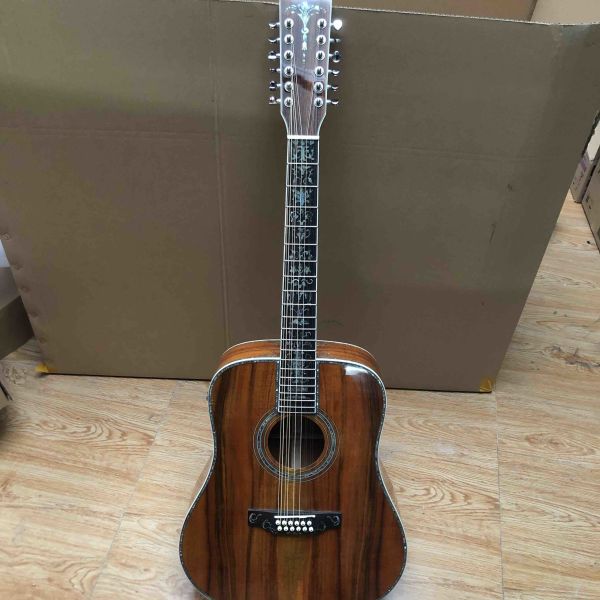 KOA 12 string guitar, solid koa wood 12 string Acoustic guitar, solid koa wood with abalone inlay