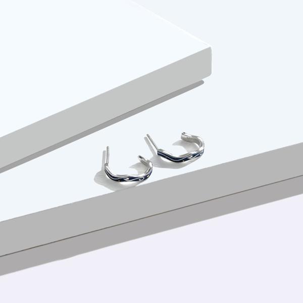 brinco na moda da estrela da lua de 0.07oz 1.4x1.2cm Sterling Silver Jewelry Earrings Blue