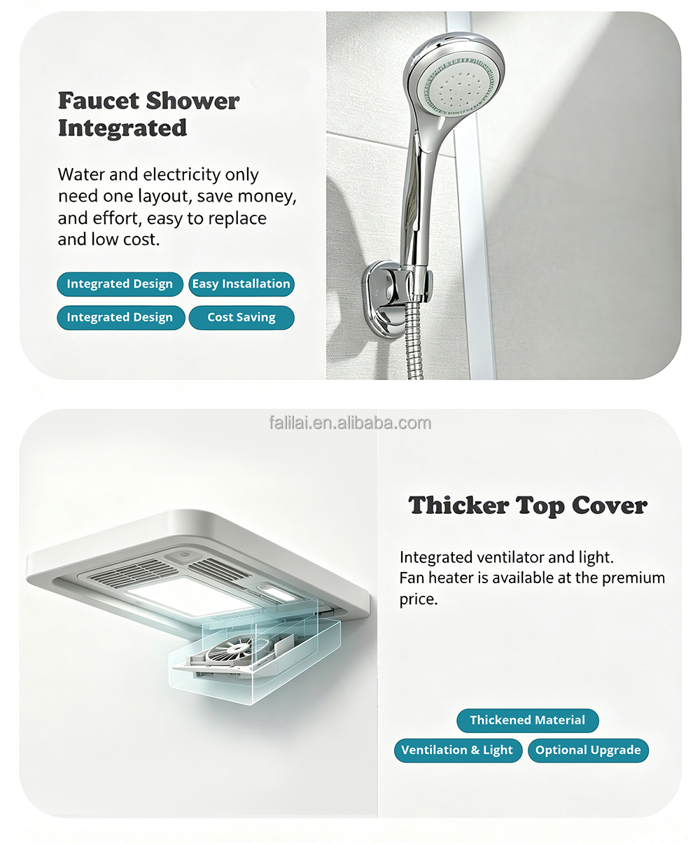 Cheap Modular Square Shower Pod Complete Set with Integrated Bathroom Fast Installation Flat Pack Custom Size Building Use