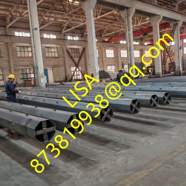 Hongxin 75FT 1200KGF Polygonal 2-Segments Q355 Hot-Dip Galvanized Transmission Steel Poles