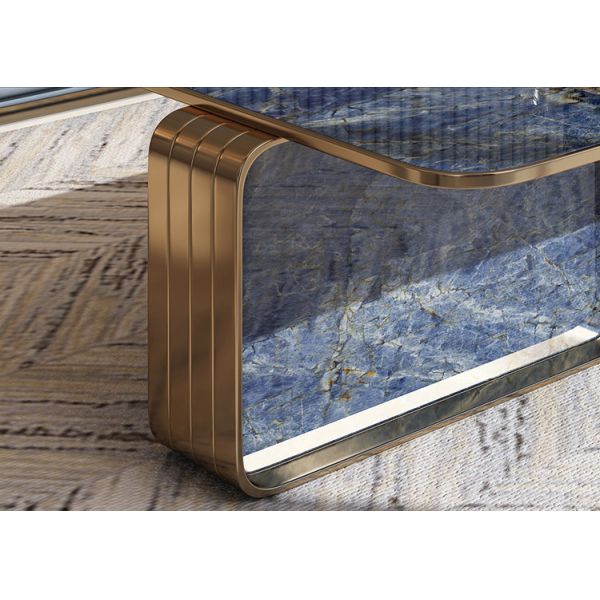 Gold Metal Frame Rock Square Coffee Table 100KGS Rock Top Coffee Table