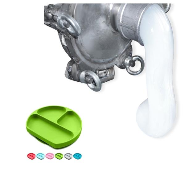 ALCANCE o grupo líquido dos utensílios de mesa do bebê da cara do sorriso da borracha de silicone do produto comestível