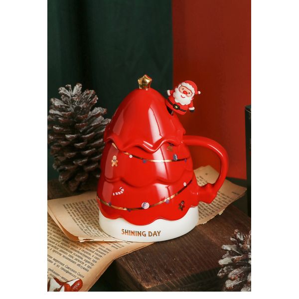 Christmas tree creative water sublimation cup ceramic mug coffee high-value couple sublimation cup