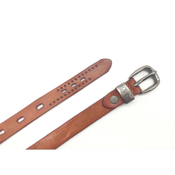 Female 1.8cm Cowhide Leather Waist Belt With Alloy Pin Buckle