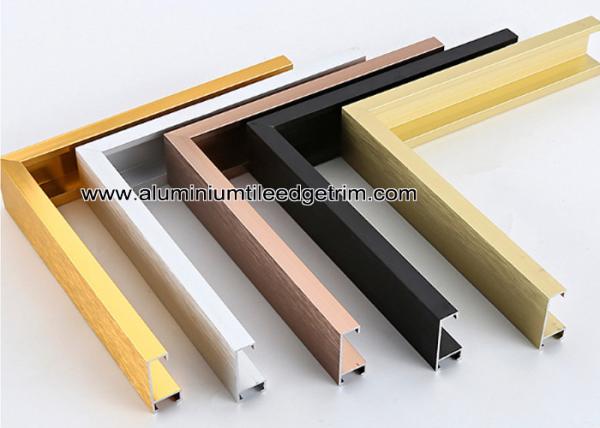 Metal Type Aluminium Wall Picture Frame Mouldings With Brushed Sides