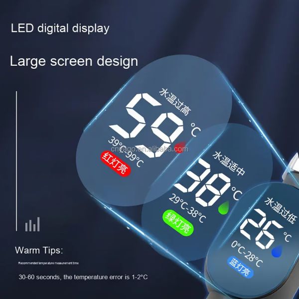 YIERYI Smart Shower Thermometer with LED Digital Display and Color-Coded Temperature Alerts for Bathroom Safety No Battery Required