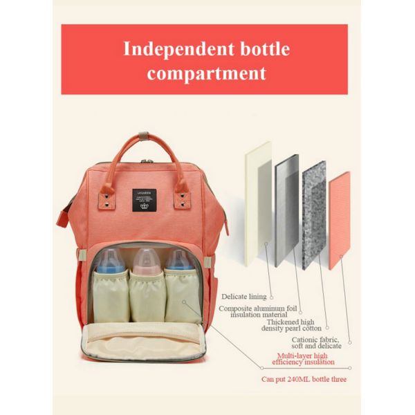 Oxford Fabric Mummy Nappy Diaper Bag With Independent Bottle Compartments