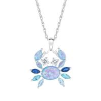 Created Opal / Created Sapphire Sea Life Pendant , Created Topaz Crazy Crab Pendant