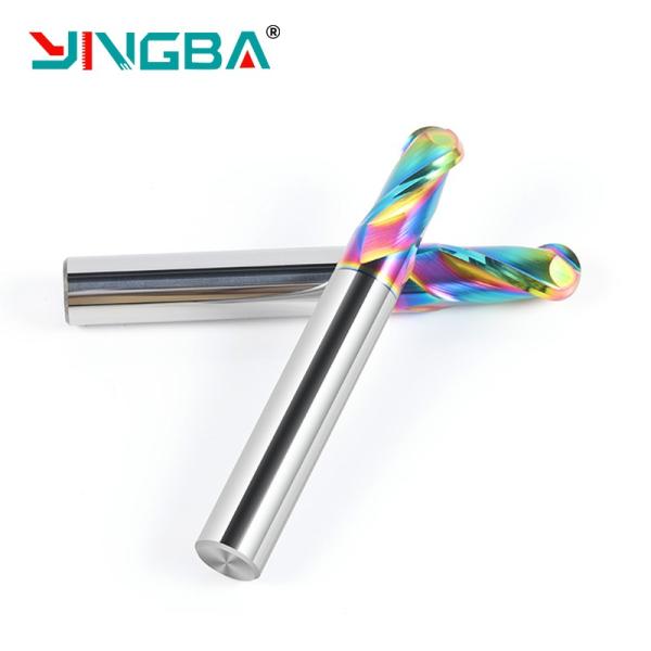 YingBa 4MM 6MM 8MM 2F Carbide Colorful Coating Ball Nose End Mill for Aluminum