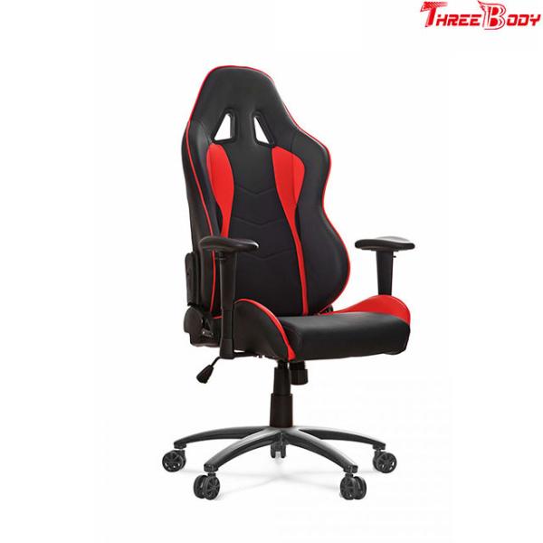 High Density Foam Red And Black Office Chair , Modern Style Racing Desk Chair