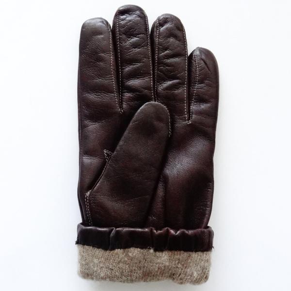 Customized Elastic Cuff Mens Wool Lined Leather Gloves Sheepskin Men Leather Gloves