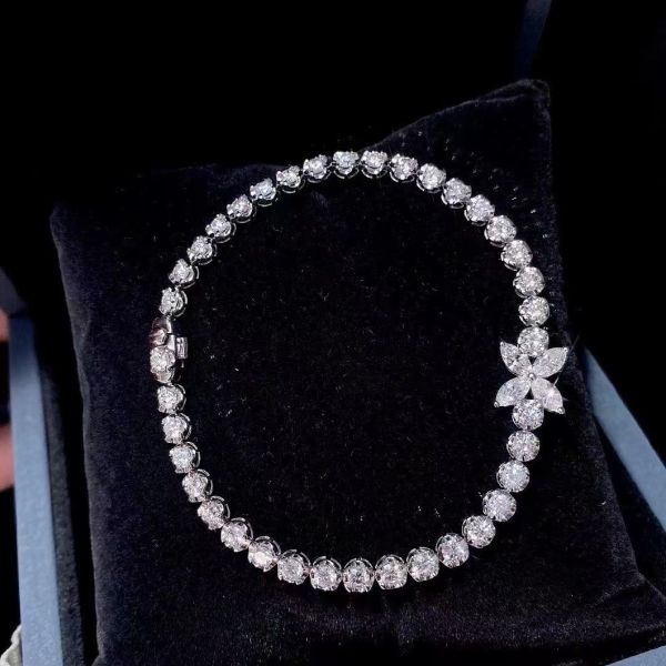 0.40ct-0.49ct D Lab Grown Diamond Royal Diamond Plated Gold Bracelet Full Diamond