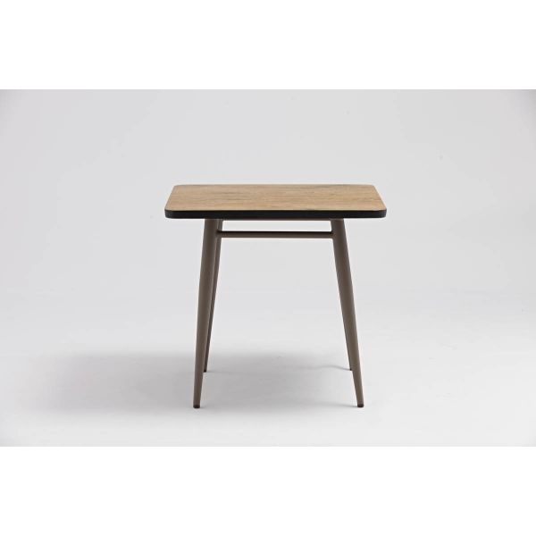 Mesa cuadrada de teca de marco de aluminio Una necesidad para muebles de rotín / mimbre al aire libre