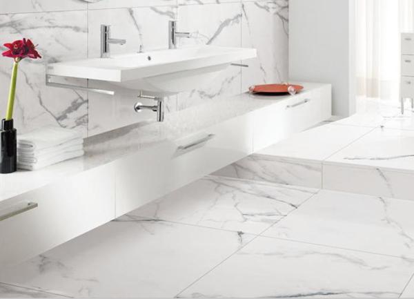 Glazed Digital Polished Porcelain Wall Tile Carrara Super White Color Frost Resistant
