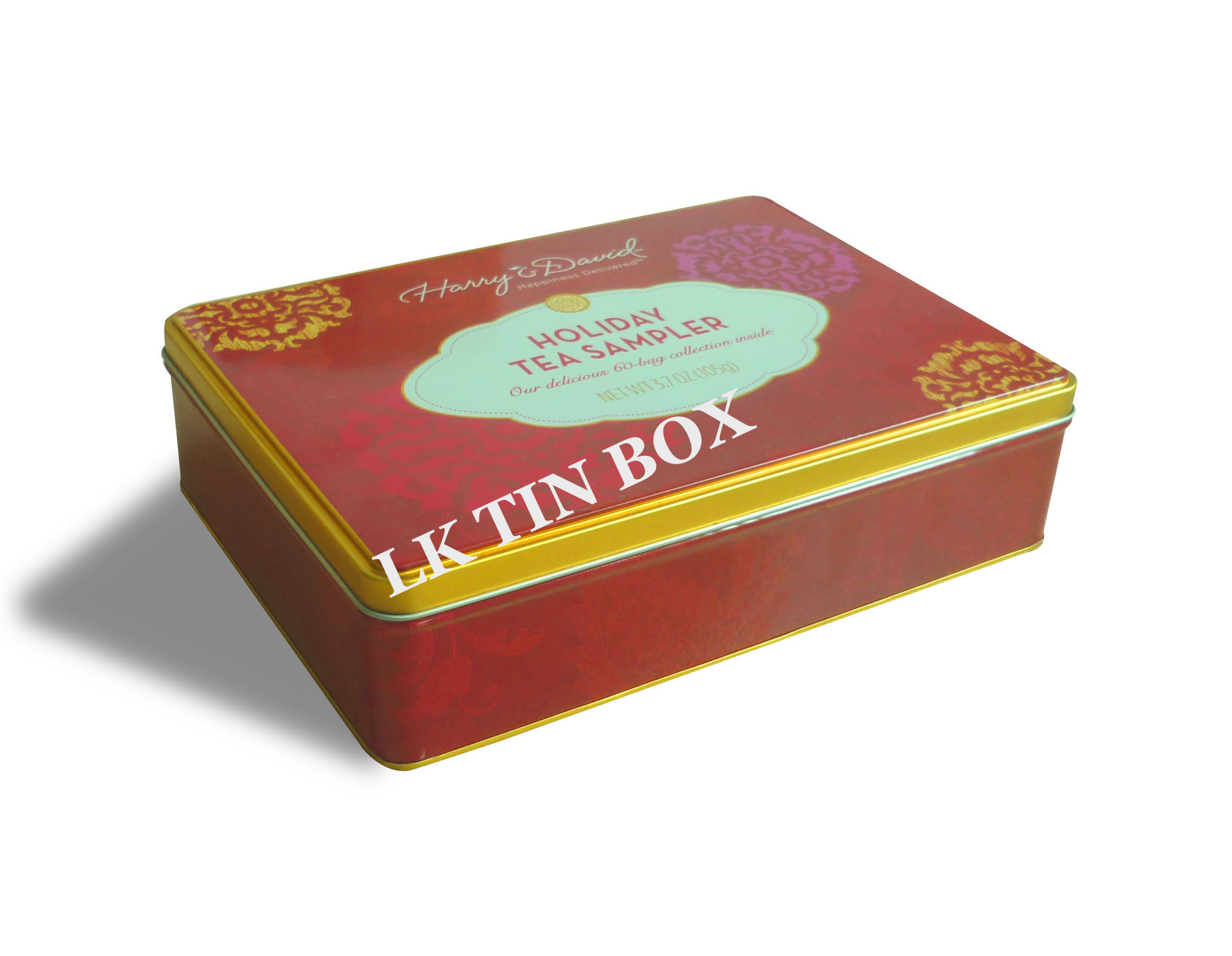Premium Large Rectangular Metal Tin Box With Double sides Print With Flush Lid