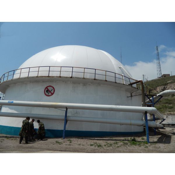 Contenedor de gas de doble membrana de 500 m3 blanco, cúpula de gas para almacenamiento de metano.