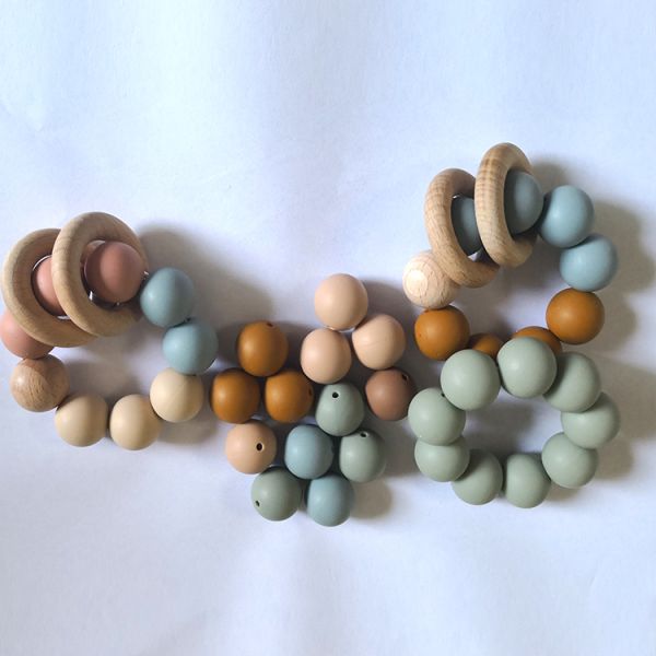 New Color BPA Free Baby Chew Necklace Round Silicone Teething Beads Brown/pink/orange/green/blue or Custom Color DL13-005 CN;GUA