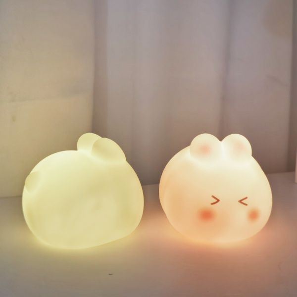 Кролик Ночной Свет Для Детей Лампа Милая Лампа 16 Цветов Нажим Силикон Дети Ночной Свет Для Детей Ночной Свет USB перезаряжаемый