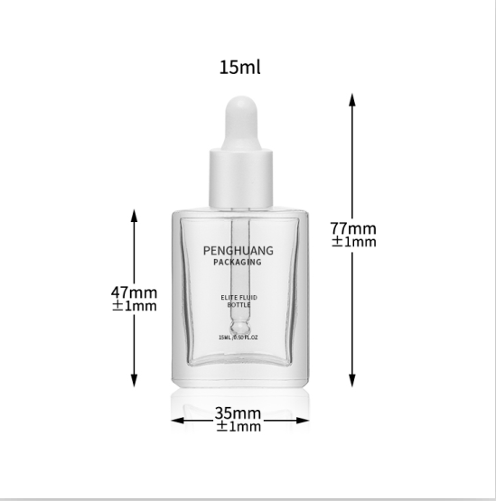 OEM 15ml Liquid Serum Glass Dropper Bottle Essence Oil Bottle Packaging