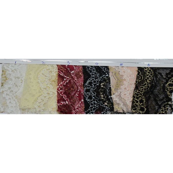 Elastic Lingerie Metallic Eyelet Lace Fabric , Anti-Static And Multi Colored