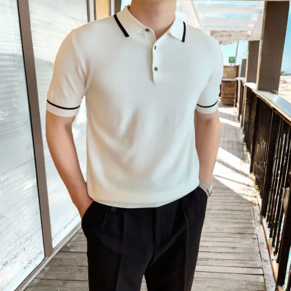Customizable Men's Summer Fashion Cool for Polo Shirt 100% Polyester Solid Pattern Casual Slimming Short Sleeved