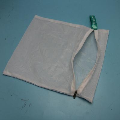 Saco branco dobrável da lavagem da malha da lavanderia de China com zíper colorido