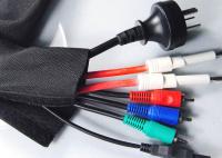 Black Velcro Cable Sleeve PET Material Flame Retardant Flexible For Cable Harness