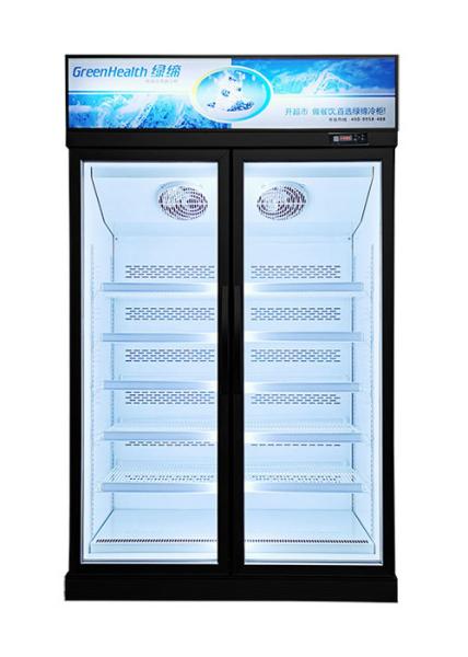 R134a Upright Glass Door Display Freezer Seafood Refrigerator 953L