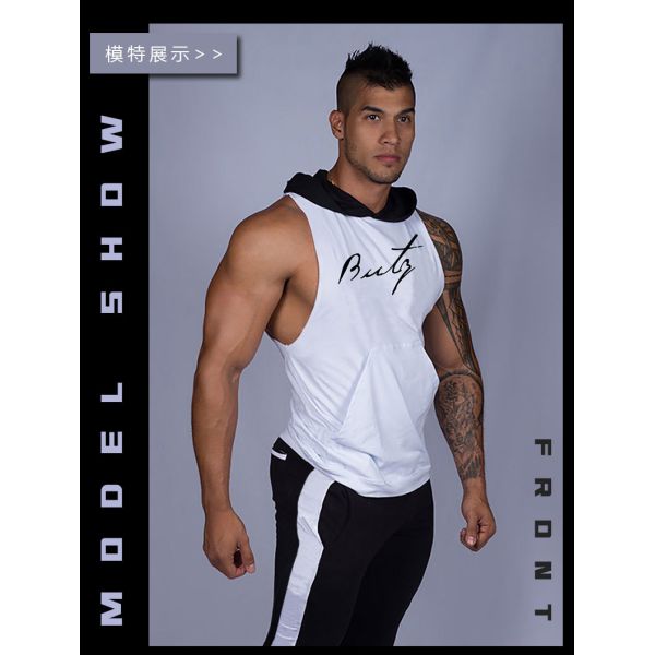 Новый стиль Мускульный тренажерный зал капюшонированный жилет Мужские спортивные безрукавные хаусики