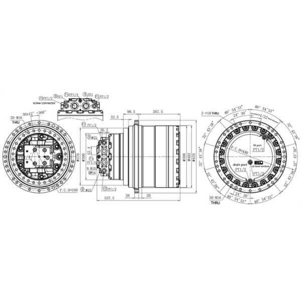 Doosan DH300-7 Hyundai R305-7 Hydraulic Excavator spare parts Gearbox Final Drive TM40VC-1M