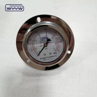 Máquina hidráulica de enchimento de líquido à prova de choques, medidor de pressão de óleo de aço inoxidável de 100 psi 63 mm, com flange