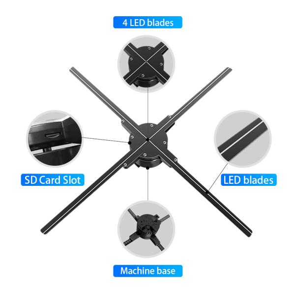 30W 52CM 4 Blades 3D Holographic Projection 1600*576dpi