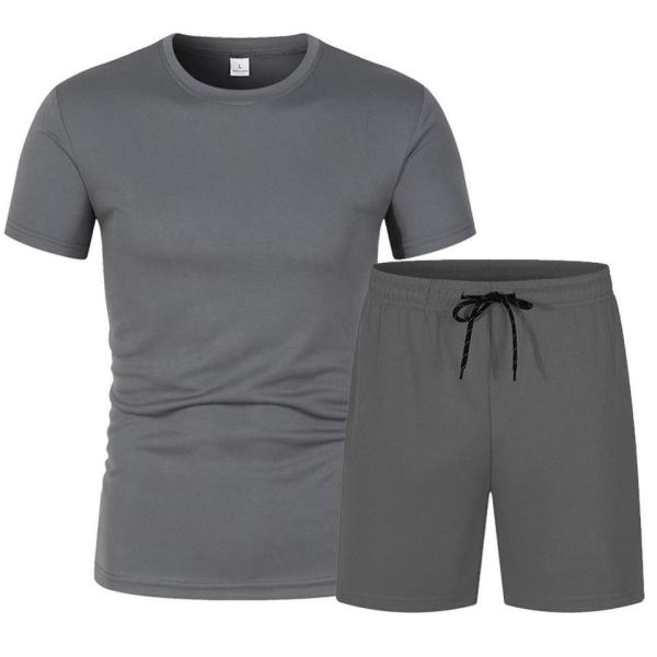 Casual Jogging Short Sleeved Workout Top And Shorts Set Unisex
