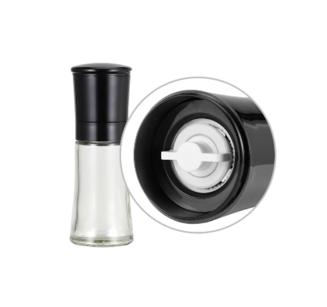 Reusable Glass Bottle Salt And Pepper Mill Plastic Grinders With Ceramic Core
