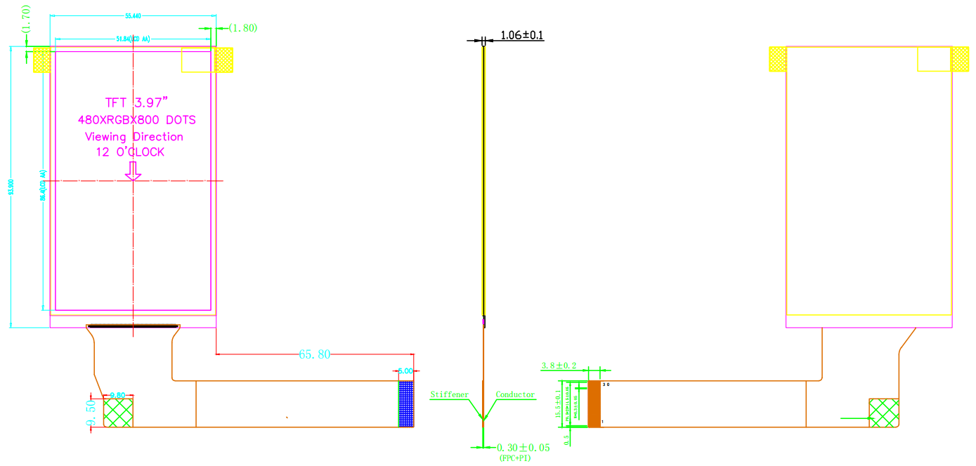 4inch TN TFT LCD Displays RGB 480 * 800 MIPI Interface For Various Mini LED Projectors