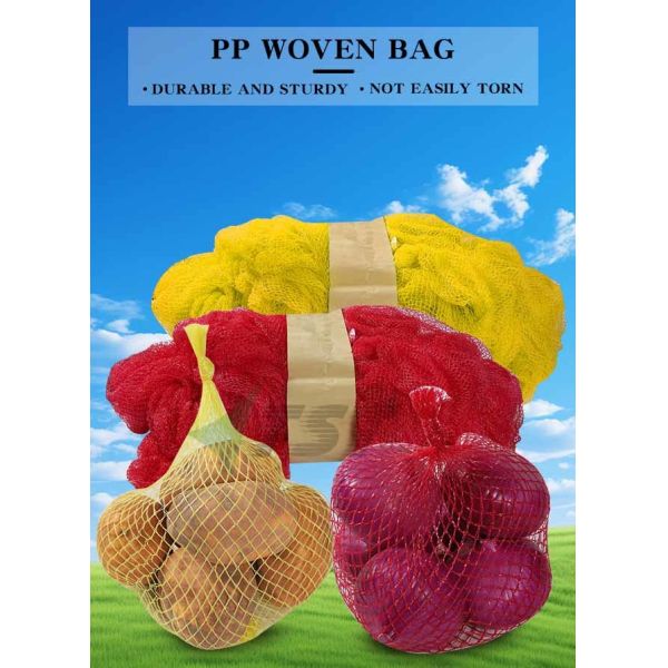 5kg Red Color Woven Tubular Net For Fruit Vegetable Dry Fruit Packing