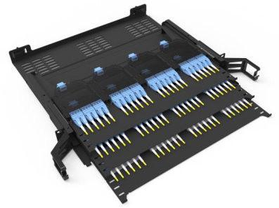 1U UHD MPO/MTP-LC panneau de brassage fibre optique fixe à montage en rack à couverture complète 12 cassettes