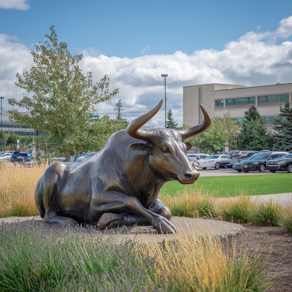 Large Patina Bronze Water Buffalo Sculpture Outdoor Animal Art Display