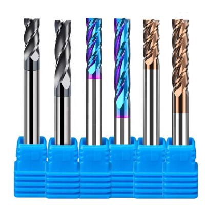Hrc55 Carbide Solid 1/4 2 4 Flute Roughing Flat Square End Mill Cutting Tool Bit