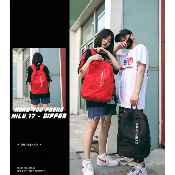 Korean version of pure color high school students backpack campus men and women cool backpack