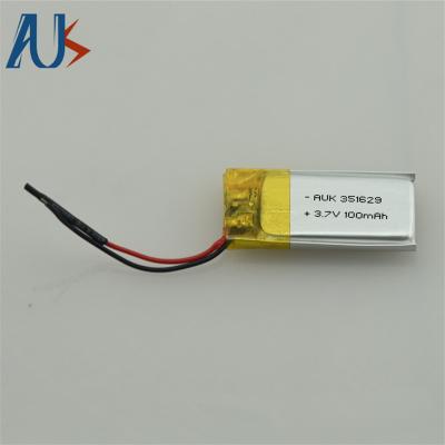 Pequena bateria recarregável LiPo 3.7V 100mAh 401230 351629 1S1P