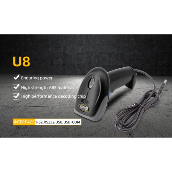 U8 2D Bluetooth Barcode Scanner with Buzzer Prompt Mode and USB Keyboard Interface