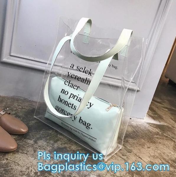 Toiletry Cosmetic Pvc Handle Bag, pvc bag withTube handle custom popular pvc bag wholesale, Waterproof Transparent Cosme