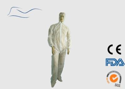 PP Disposable PPE Coveralls Front Zipper Closure White Color Type 5 / 6