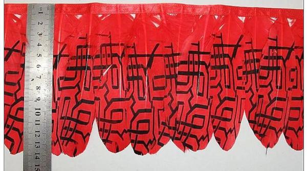 Printed Duck Goose Feather Fringe Trim With Satin Ribbon Tapes Carnival Occasion