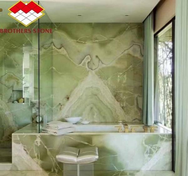 Exquisite Sapphire Green Onyx Marble Jade Stone Slab for Living Room Dining Bedroom