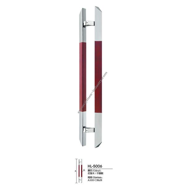 Stainless steel door handle HL5006, dia38X38 X 1000