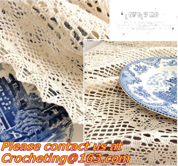 Round Hand Crochet table clothing - table cover - white , for wedding and banquet